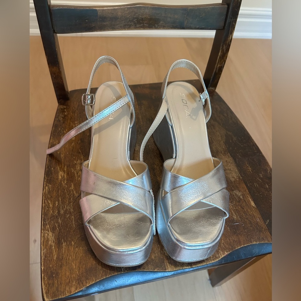Silver platform sandals